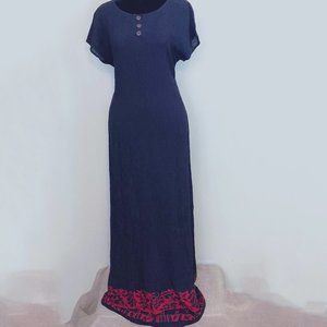 Carol Little Vintage Women's Dress Black & Red Gypsy Minimalist Design Maxi